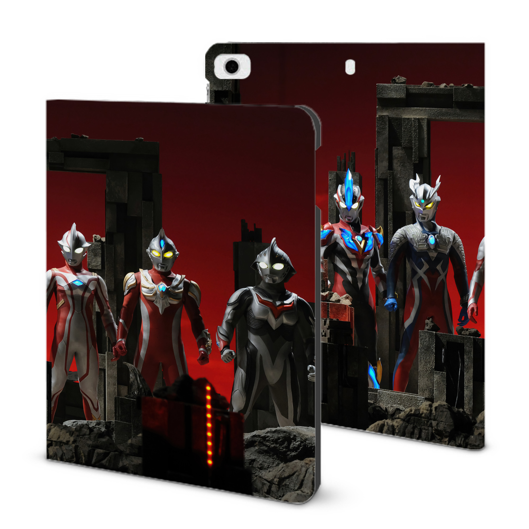 （画像用） ウルトラマン Ultraman IPad ケース ブック型 PUレザー TPU 耐衝撃 軽量 薄型 ペン収納なし 全面保護 IPad 各モデル対応